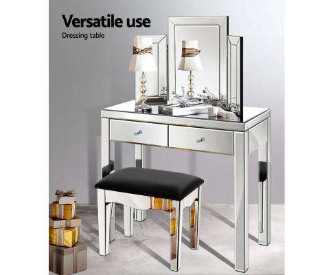 Artiss Bedside Table Mirrored Furniture Dressing Console Hallway Hall Table Sidebaord Drawers