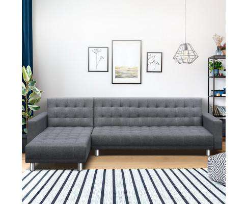 Artiss Sofa Modular Fabric Sofa Bed - Grey