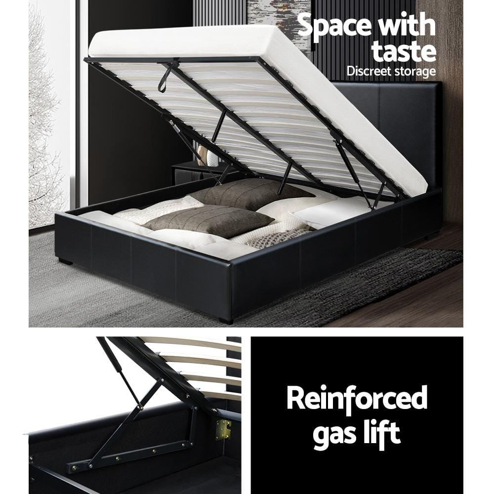Artiss Bedframe Nino Bed Frame PU Leather - Black Queen