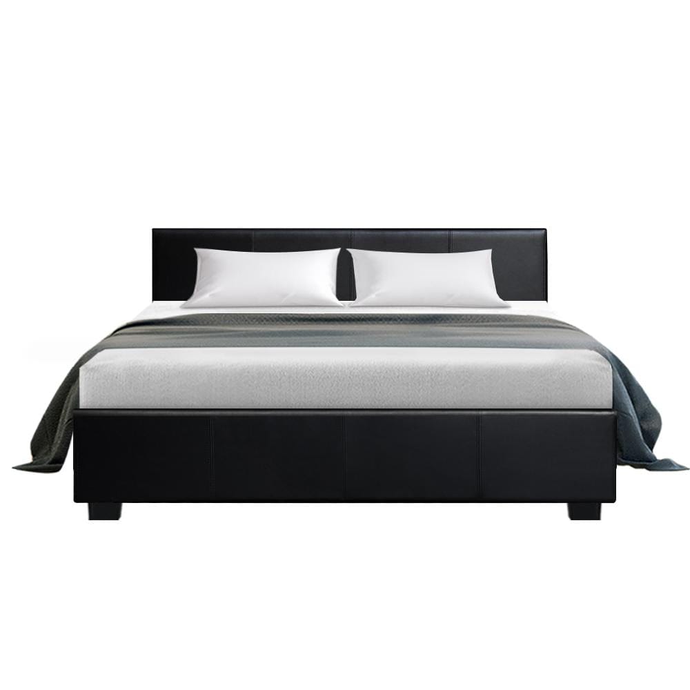 Artiss Bedframe Nino Bed Frame PU Leather - Black Queen