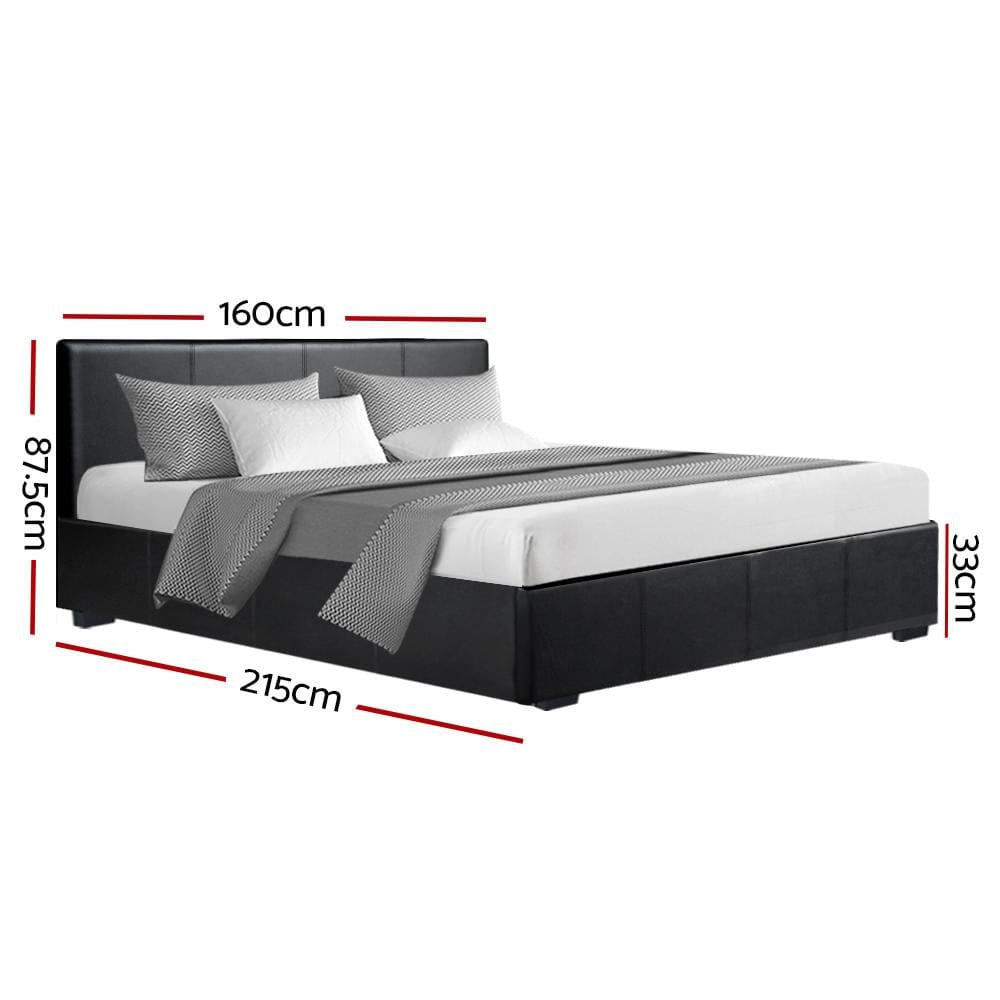 Artiss Bedframe Nino Bed Frame PU Leather - Black Queen