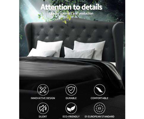 Artiss Bedframe PIER Bed Frame Base Mattress Platform Fabric Wooden - Charcoal