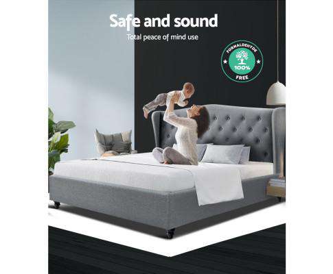 Artiss Bedframe PIER Bed Frame Base Mattress Platform Fabric Wooden - Grey