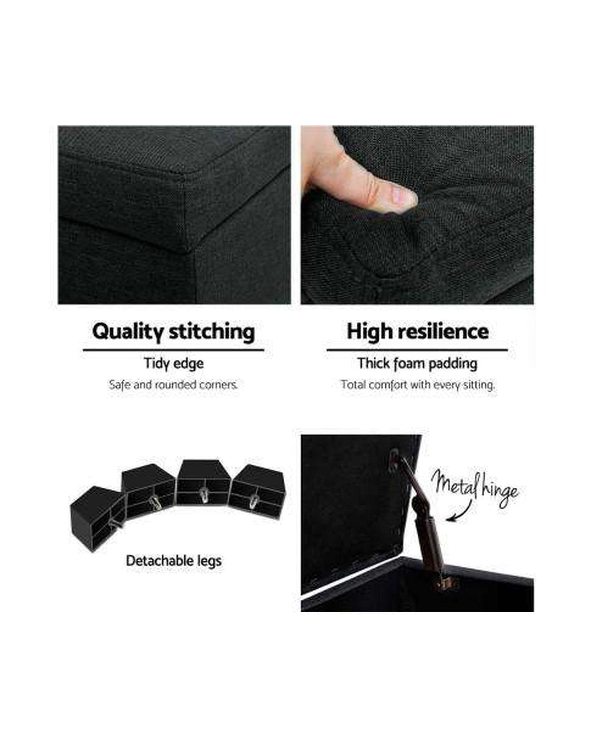 Artiss Ottoman Premium Storage Ottoman - Charcoal