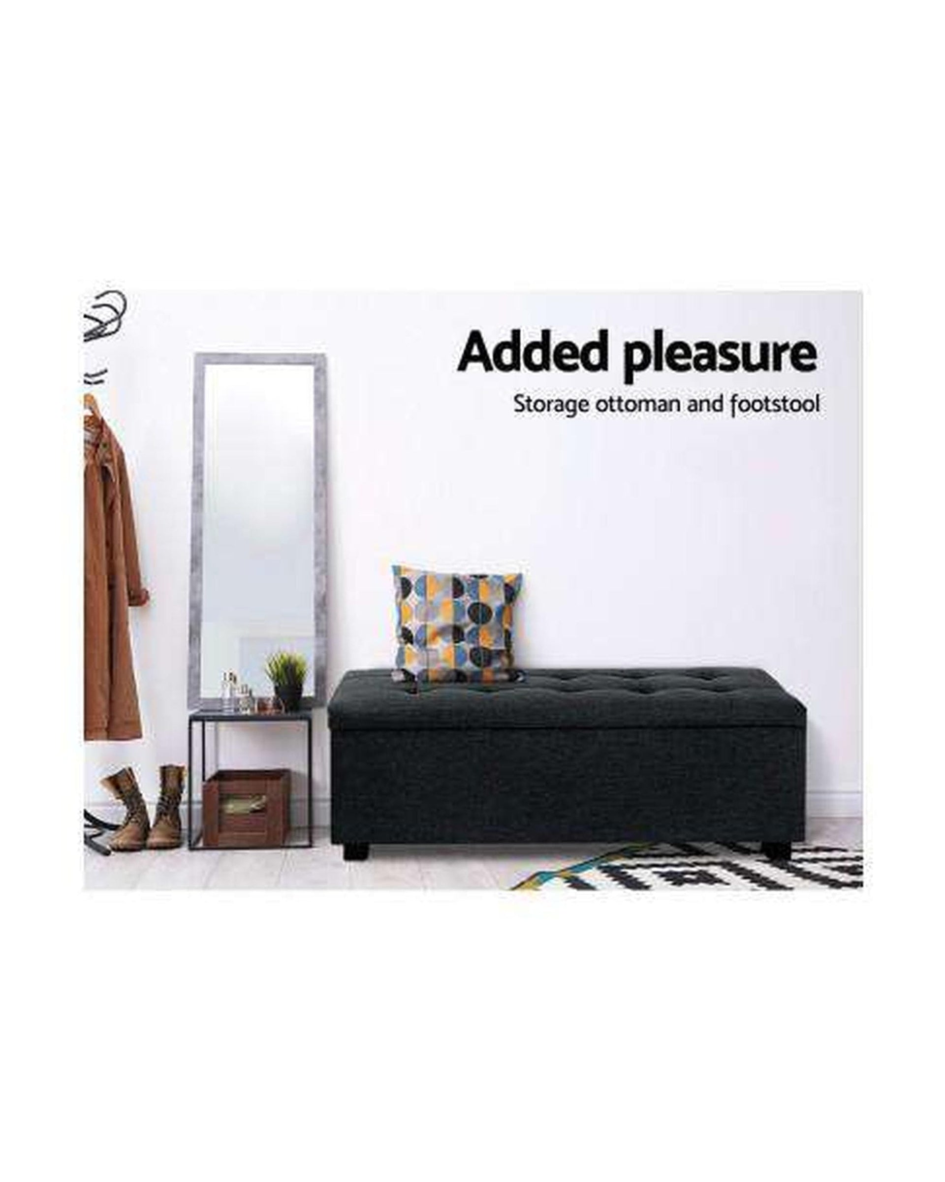 Artiss Ottoman Premium Storage Ottoman - Charcoal