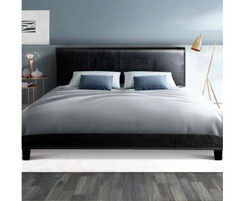Artiss Bedframe PU Leather Bed Frame Headboard - Black