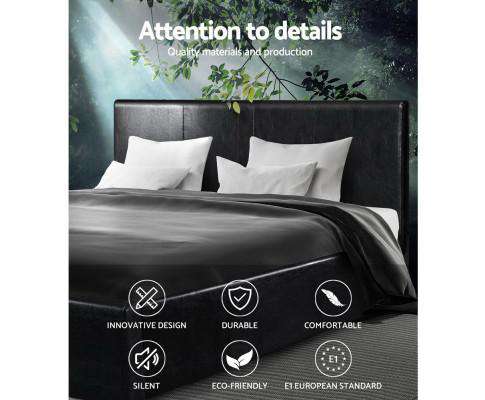 Artiss Bedframe PU Leather Bed Frame Headboard - Black