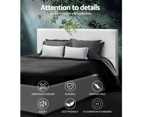 Artiss Bedframe PU Leather Bed Frame Headboard - White