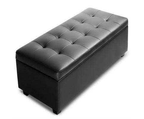 Artiss Ottoman PU Leather Storage Ottoman - Black