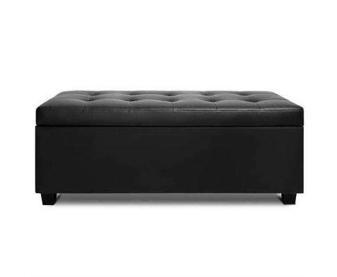 Artiss Ottoman PU Leather Storage Ottoman - Black