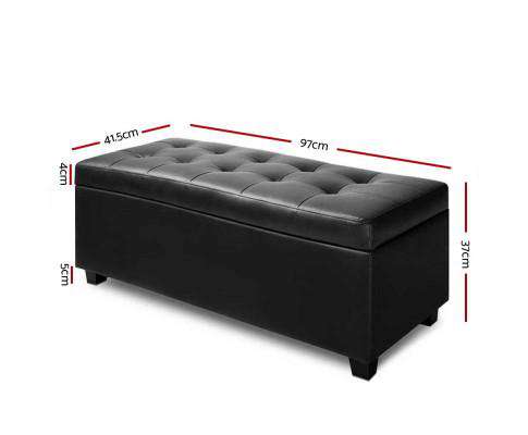 Artiss Ottoman PU Leather Storage Ottoman - Black