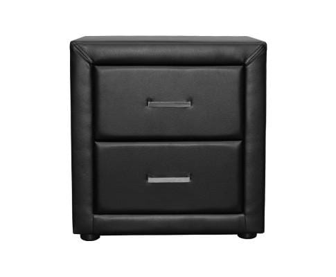 Artiss Bedside Table PVC Leather Bedside Table - Black