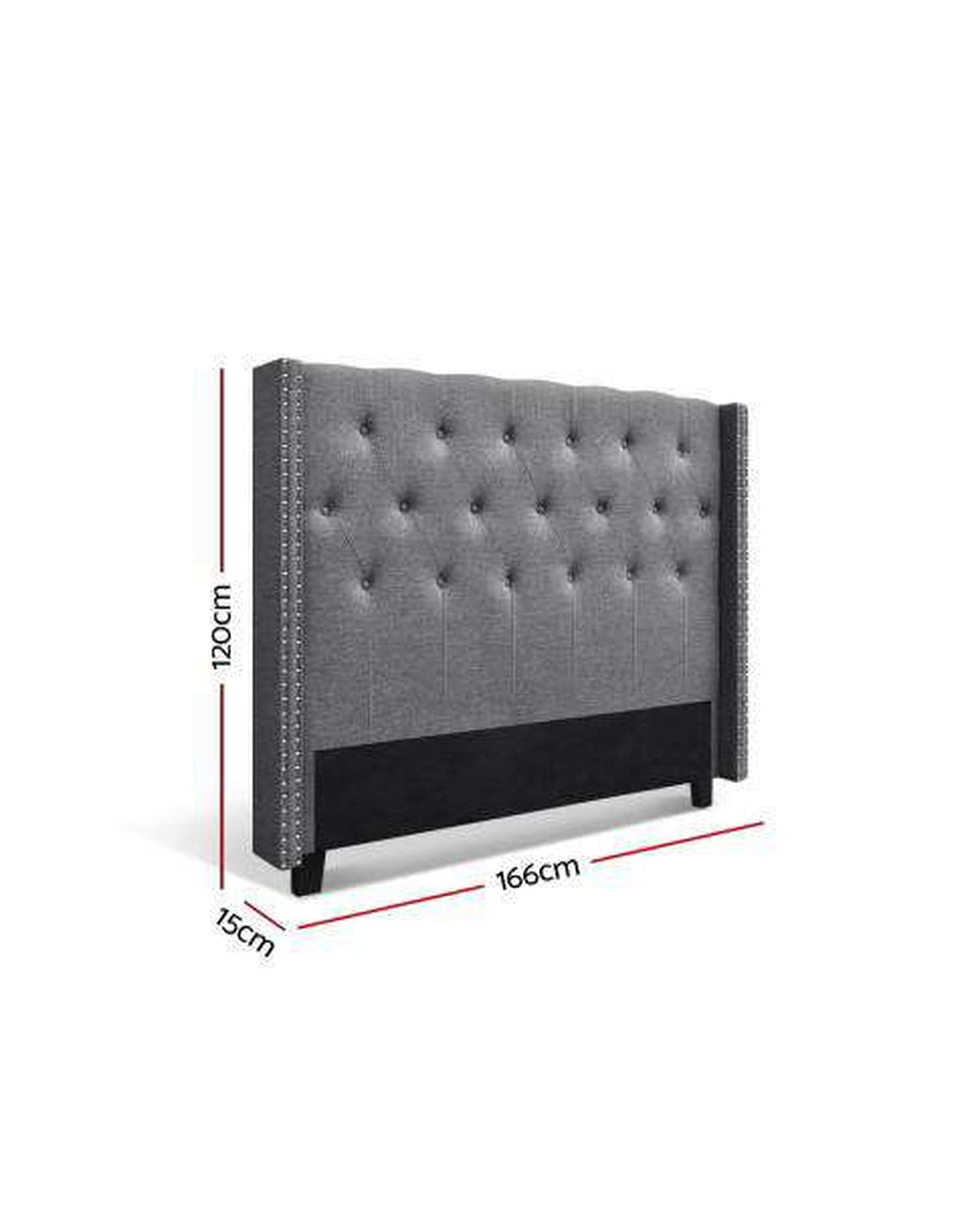 Artiss Bedhead Queen Bed Head Headboard Bedhead Fabric Frame Base Grey LUCA