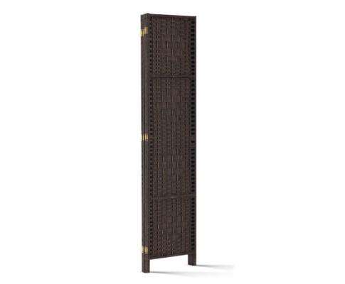 Artiss Room Divider Rattan 4 Panel Foldable Wooden Room Divider - Brown