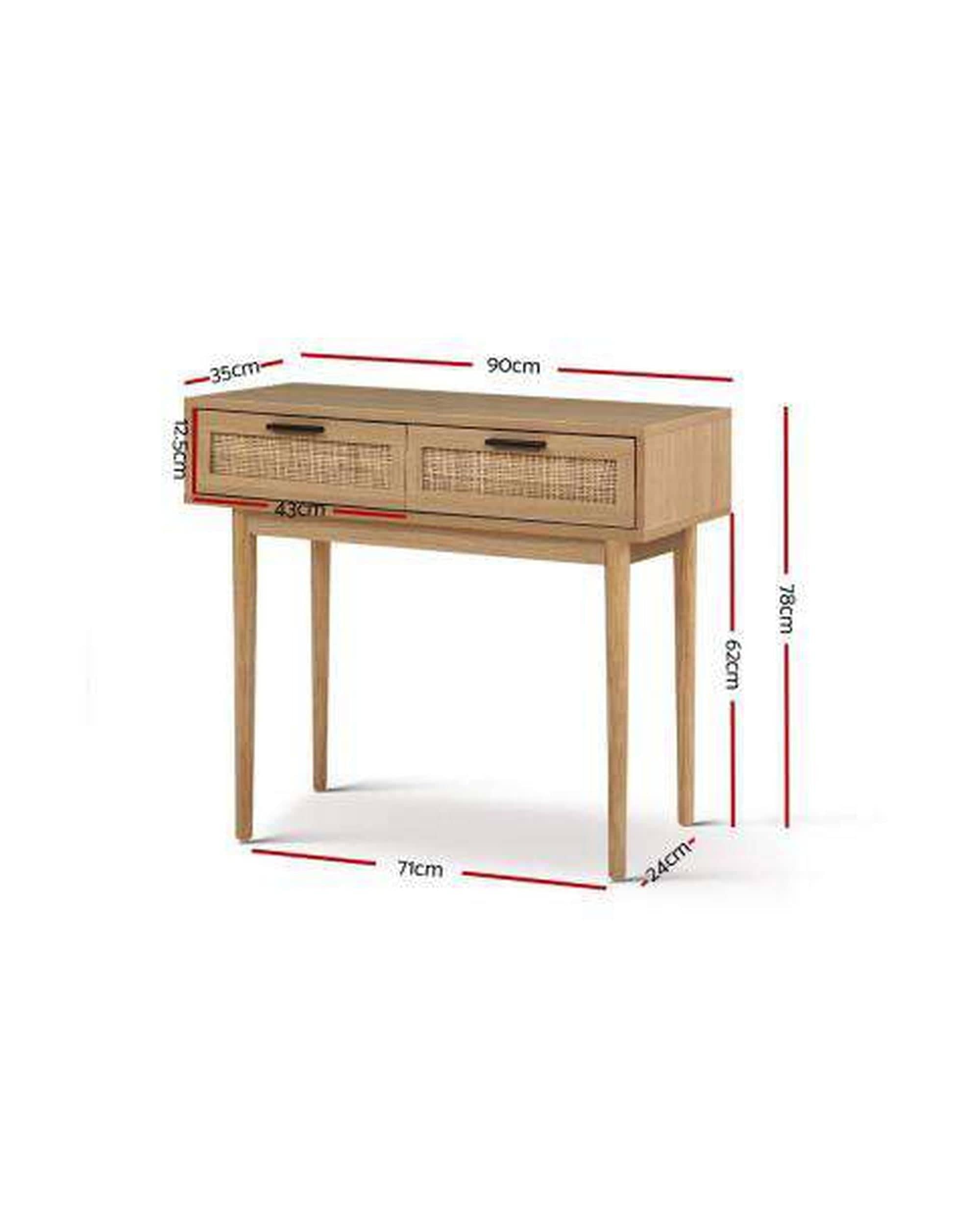 Artiss Bedside Table Rattan Console Table Drawer Storage Hallway Tables Drawers