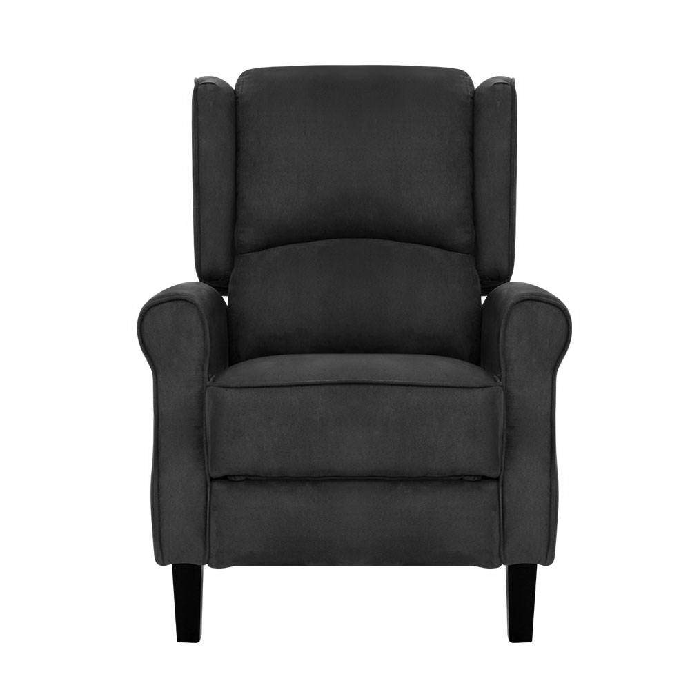 Artiss Accent Chair Recliner Chair Adjustable Sofa Lounge Soft Suede Armchair Couch Charcoal