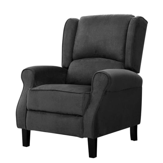 Artiss Accent Chair Recliner Chair Adjustable Sofa Lounge Soft Suede Armchair Couch Charcoal