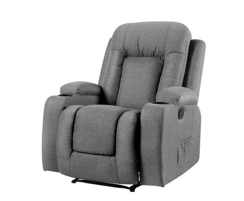Artiss Massage Chair Recliner Chair Electric Massage Chair Fabric Lounge Sofa Heated Grey