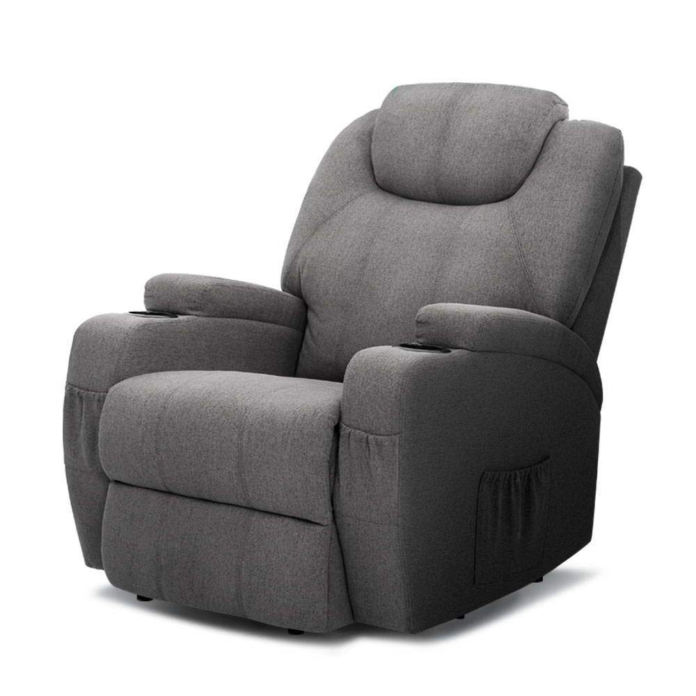 Artiss Massage Chair Recliner Chair Electric Massage Chairs Heated Lounge Sofa Fabric Grey
