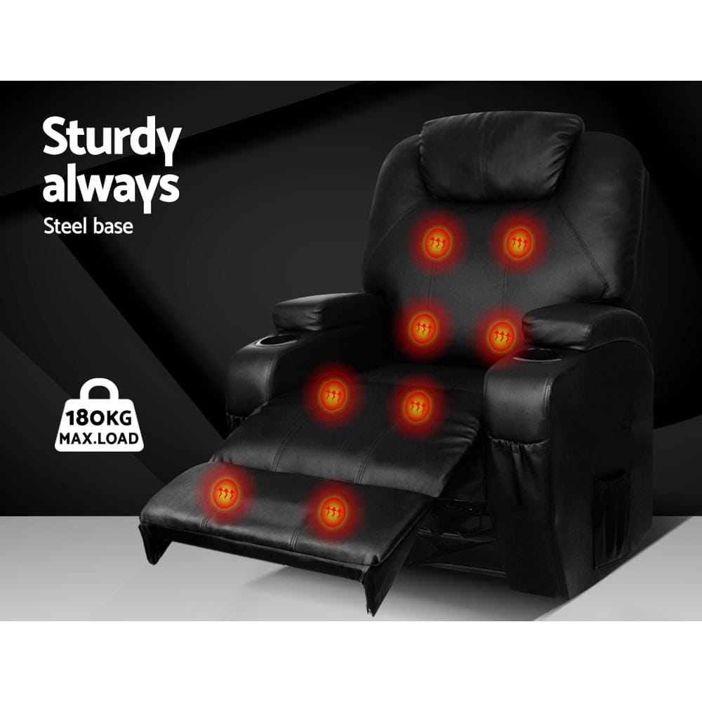 Artiss Massage Chair Recliner Chair Electric Massage Chairs Heated Lounge Swivel Sofa Leather