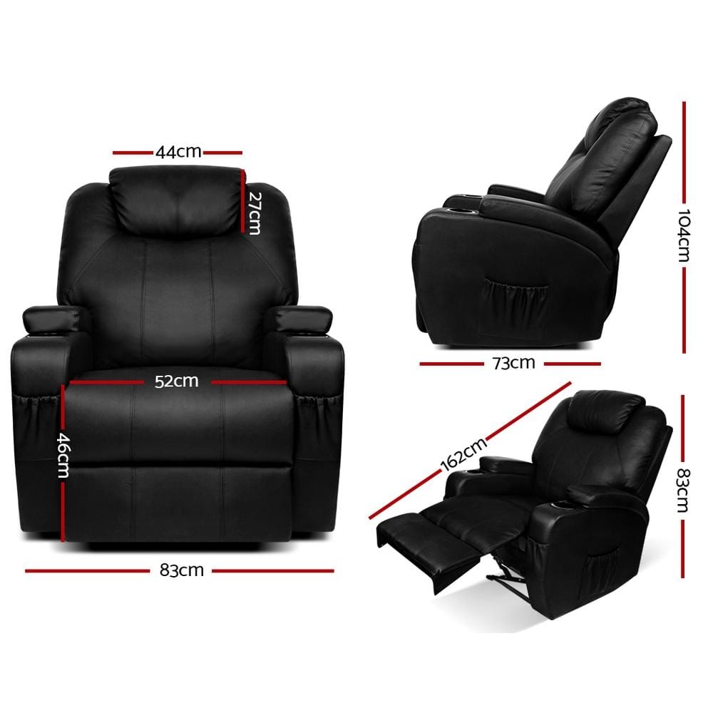 Artiss Massage Chair Recliner Chair Electric Massage Chairs Heated Lounge Swivel Sofa Leather