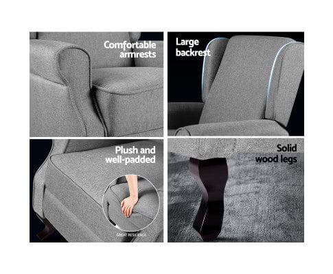 Artiss Massage Chair Recliner Chair Luxury Lounge Armchair Single Sofa Couch Fabric Grey