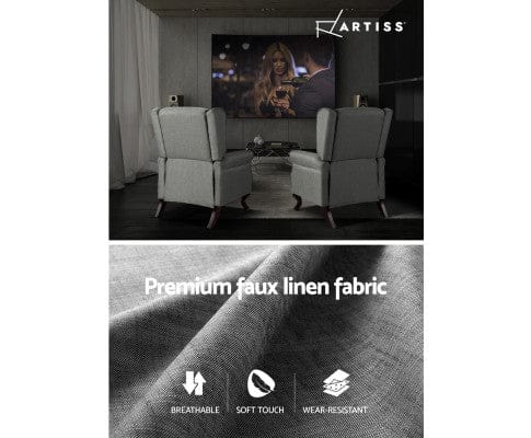 Artiss Massage Chair Recliner Chair Luxury Lounge Armchair Single Sofa Couch Fabric Grey