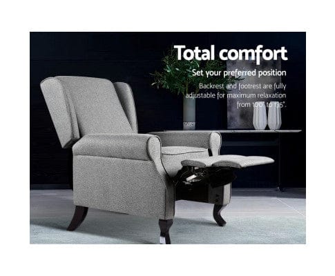 Artiss Massage Chair Recliner Chair Luxury Lounge Armchair Single Sofa Couch Fabric Grey