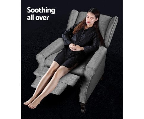Artiss Massage Chair Recliner Chair Luxury Lounge Armchair Single Sofa Couch Fabric Grey