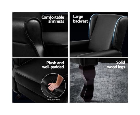 Artiss Massage Chair Recliner Chair Sofa Armchair Lounge Black Leather