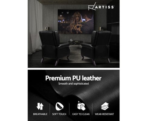 Artiss Massage Chair Recliner Chair Sofa Armchair Lounge Black Leather