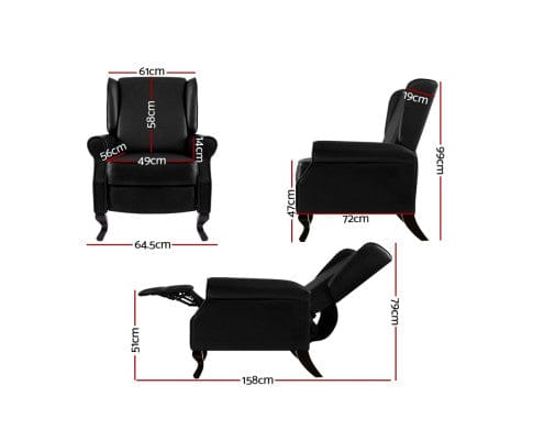 Artiss Massage Chair Recliner Chair Sofa Armchair Lounge Black Leather
