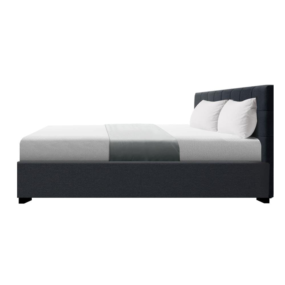 Artiss Bedframe Roca Bed Frame Fabric Gas Lift Storage - Charcoal Queen