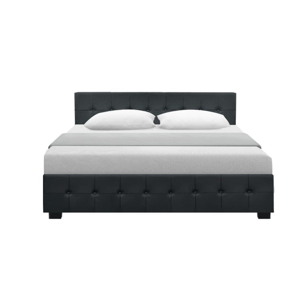 Artiss Bedframe Roca Bed Frame Fabric Gas Lift Storage - Charcoal Queen