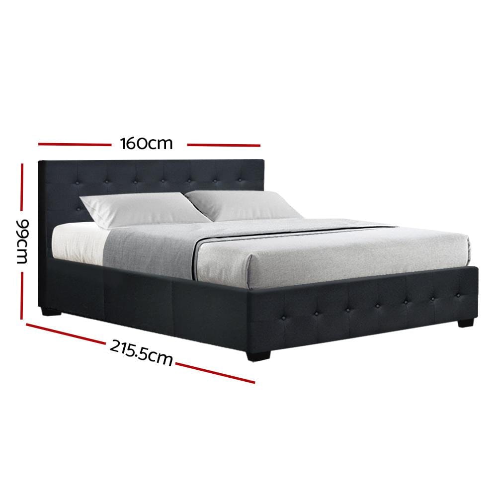 Artiss Bedframe Roca Bed Frame Fabric Gas Lift Storage - Charcoal Queen