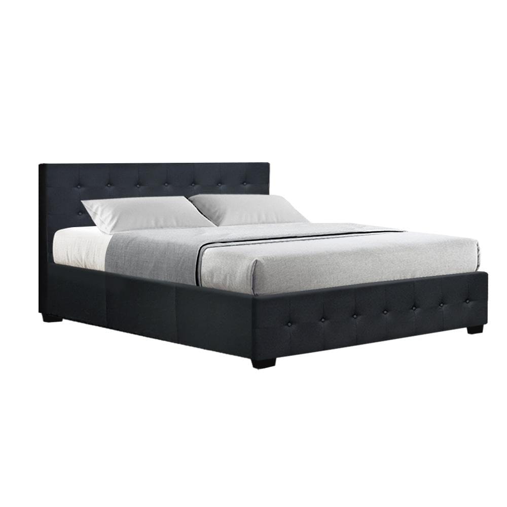Artiss Bedframe Roca Bed Frame Fabric Gas Lift Storage - Charcoal Queen