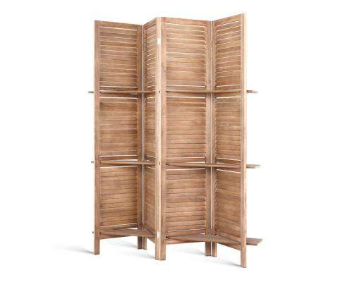 Artiss Room Divider Room Divider Privacy Screen Foldable Partition Stand 4 Panel - Brown