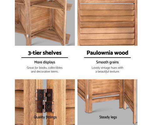 Artiss Room Divider Room Divider Screen 8 Panel Privacy Dividers Shelf Wooden Timber Stand