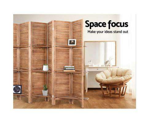 Artiss Room Divider Room Divider Screen 8 Panel Privacy Dividers Shelf Wooden Timber Stand