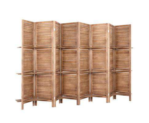 Artiss Room Divider Room Divider Screen 8 Panel Privacy Dividers Shelf Wooden Timber Stand