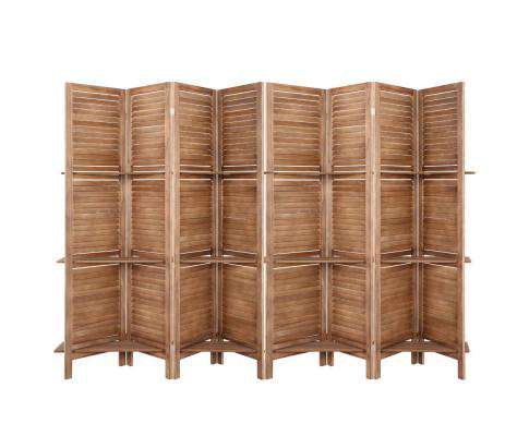Artiss Room Divider Room Divider Screen 8 Panel Privacy Dividers Shelf Wooden Timber Stand