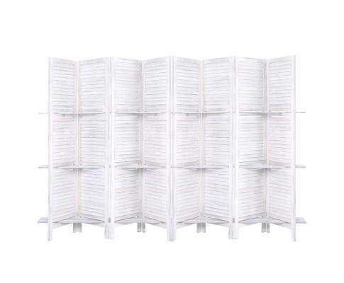 Artiss Room Divider Room Divider Screen 8 Panel Privacy Foldable Dividers Timber Stand Shelf - White