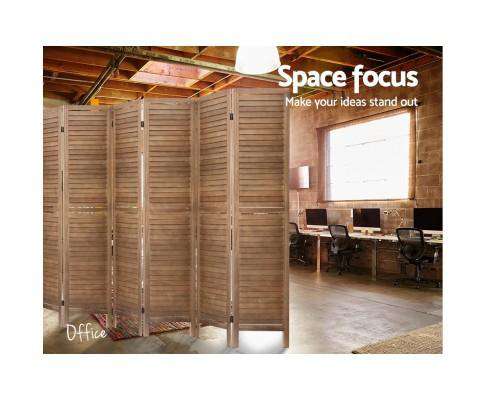 Artiss Room Divider Room Divider Screen 8 Panel Privacy Wood Dividers Stand Bed Timber Brown