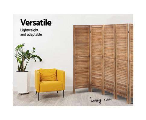 Artiss Room Divider Room Divider Screen 8 Panel Privacy Wood Dividers Stand Bed Timber Brown