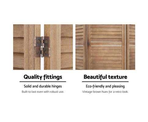 Artiss Room Divider Room Divider Screen 8 Panel Privacy Wood Dividers Stand Bed Timber Brown