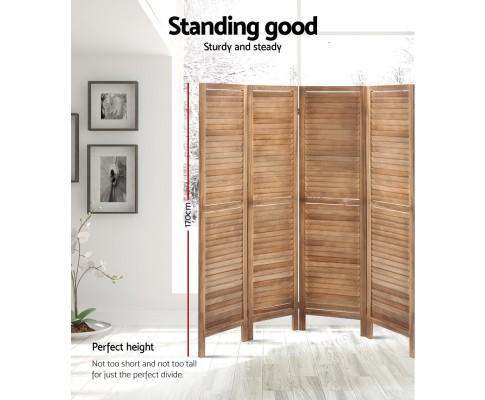 Artiss Room Divider Room Divider Screen 8 Panel Privacy Wood Dividers Stand Bed Timber Brown