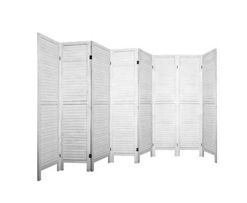 Artiss Room Divider Room Divider Screen 8 Panel Privacy Wood Dividers Stand Bed Timber - White