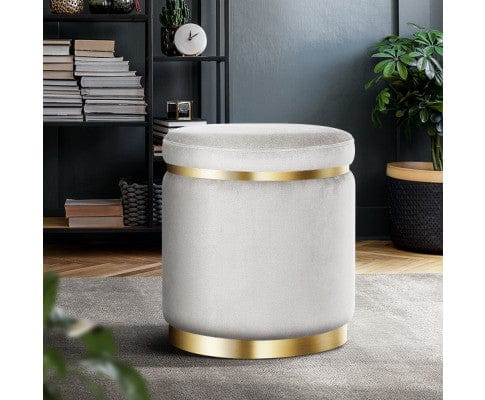 Artiss Ottoman Round Velvet Ottoman Foot Stool Foot Rest Pouffe Pouf Padded Seat Living Room