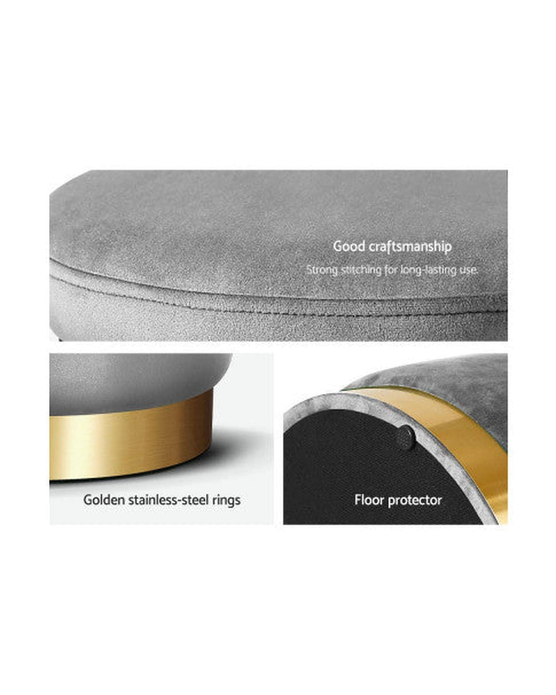 Artiss Ottoman Round Velvet Ottoman Foot Stool Foot Rest Pouffe Pouf Padded Seat Living Room - Charcoal Grey
