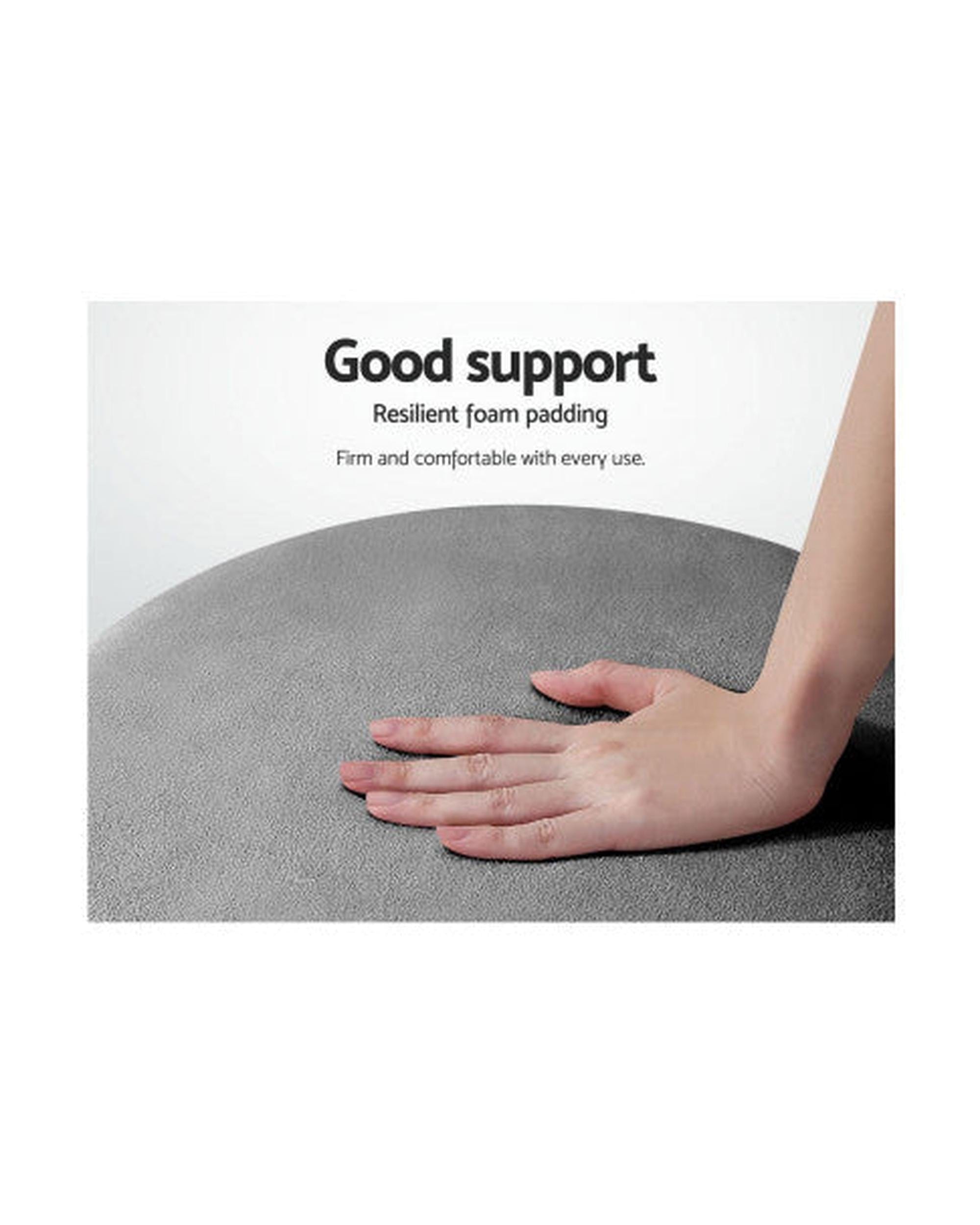Artiss Ottoman Round Velvet Ottoman Foot Stool Foot Rest Pouffe Pouf Padded Seat Living Room - Charcoal Grey